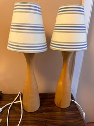 Pair Of Wooden Base Nautical Style Lamps