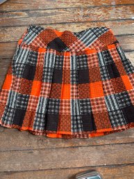 Vintage Orange Plaid Skirt. Small-xtra Small