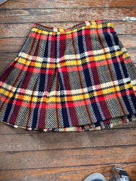 Vintage Plaid Yellow Black Red Skirt Small-xtra Small