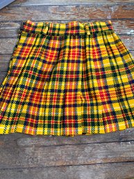 Vintage Yellow Plaid Skirt Small Xtra Small