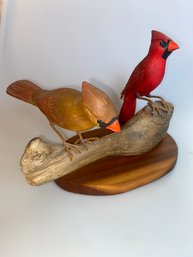 Folk Art Carving Of Cardinal Red Bird By Joe Yeack