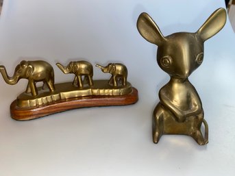 Solid Brass Mouse & Elephants Figurines India