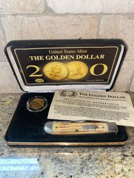 THE GOLDEN DOLLAR LIMITED EDITION COIN AND KNIFE COLLECTOR SET