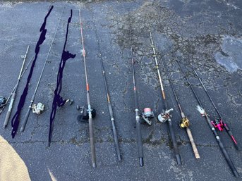 Lot Of 10 Fishing Rods And Reels With Bonus Travel Case