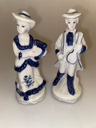 Delft Blue Musician Figurines Couple
