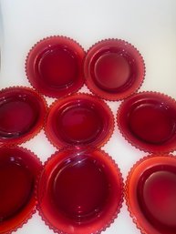 Set Of 8 Ruby Red 8 Inch Plates