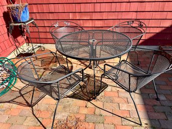 Sunbeam Wrought Iron Patio Set Round Table And 4 Chairs