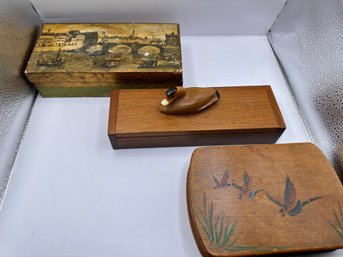 Three Vintage Wooden Boxes