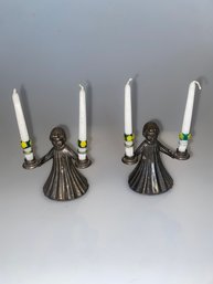 Vtg Italian Silver Figural Candle Holder 3.5' Choir Boys