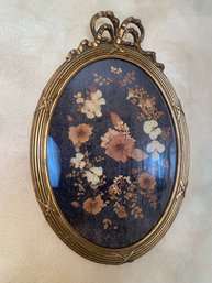 Vintage Oval Framed Pressed Flowers