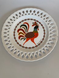 Vintage Berggren Rooster Swedish Ceramic Folk Art Plate/ Wall Hanging