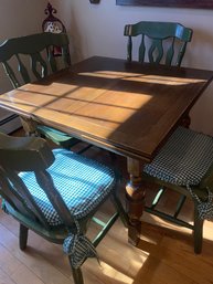 Extendable Dining Table & 4 Green Chairs