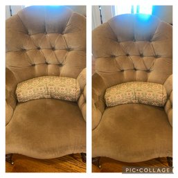 Pair Of Olive Green Upholstered Chairs