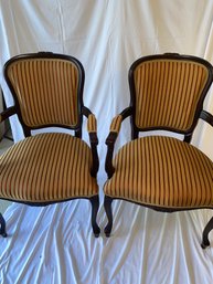 Pair Of Striped Accent Chairs