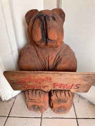 Wipe Your Paws Wooden Bear