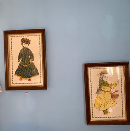 Pair Of Vintage Pictures / Girls Room