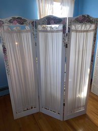 Privacy Screen Floral Painted With Fabric