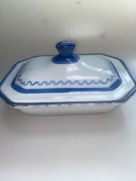Vintage 50's KLAFRESTROM Sweden Blue & White Enamel Over Cast Iron Casserole DISH With Lid
