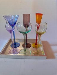 Colorful Glass Set With Tray
