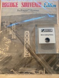 Original Lane Marker Tile From San Francisco Oakland Bay Bridge  & Souvenir Newspaper 1936