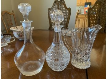 Trio Of Decanters And Pitcher