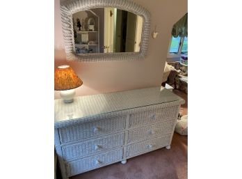 Wicker Dresser & Mirror