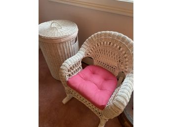 Child’s Wicker Rocker & Hamper