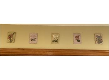 Set Of 5 Floral Plaques