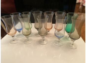 Set Of 11 Vintage Colored Glassware