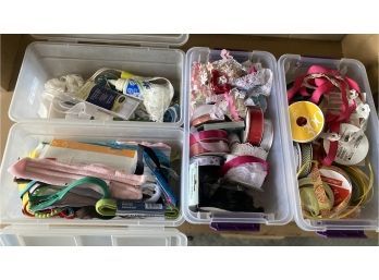 Bins Of Ribbon Crafting Supplies