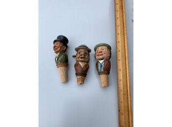 Three Vintage ANRI Wood Bottle-stoppers -