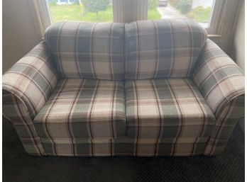 Plaid Loveseat With Twin Sleeper