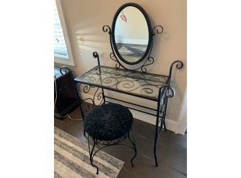 Metal And Glass Vanity Set