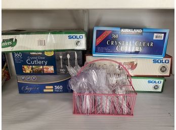 Large Lot Of Assorted Plastic Cutlery