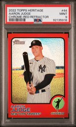 2022 Topps Heritage #44 Aaron Judge Chrome-Red Refractor PSA 9 #/573