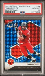 2022 Panini Mosaic Draft Picks #33 Travis Kelce /75 Blue Mosaic PSA 10