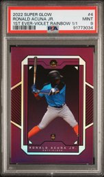 2022 Super Glow Ronald Acuna Jr. #4 Ronald Acuna Jr. 1/1 1st Ever-Violet Rainbow PSA 9