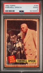 1962 Topps #144 Babe Ruth Farewell Speech Green Tint PSA 2