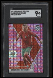 2021 Panini Mosaic UEFA EURO #160 Cristiano Ronaldo Mosaic Camo Pink SGC 9