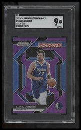 2023-24 Panini Prizm Monopoly #PS3 Luka Doncic All-Star Purple SGC 9