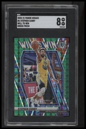 2020-21 Panini Mosaic: Will To Win Mosaic Green #6 Stephen Curry SGC 8