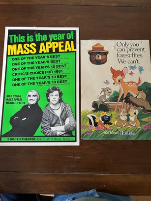 Lot 72 Walt Disney Bambi Only You Can Prevent Forrest Fires & Mass Appeal Poster