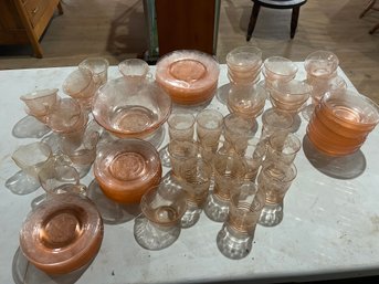Lot 2 Pink Depression Glass. Cups And More
