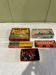 Vintage Games, Safety Blocks, Flinch, American Checkers, Dominoes, And More