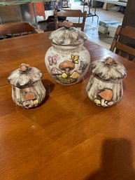 3 Mushroom Canister With Lids