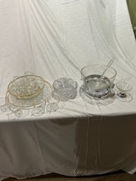 Punch Bowls, 11 Glasses And Other Glassware