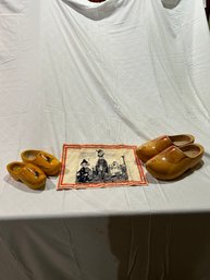 Wooden Heineken Shoes And Other Wooden Shoes With Placemat