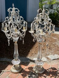 Beautiful Shabby Chic Cottage Decor Antique Pair Of Chandelier Boudoir Table Lamps