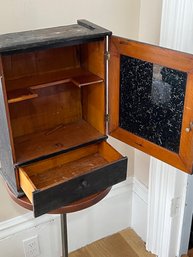 Vintage Black Painted Wood Cabinet Door Over Draw