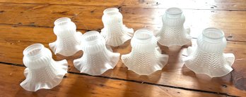 Grouping Of 7 Vintage Victorian Style Ruffled Tulip Glass Lampshades 4.5'
